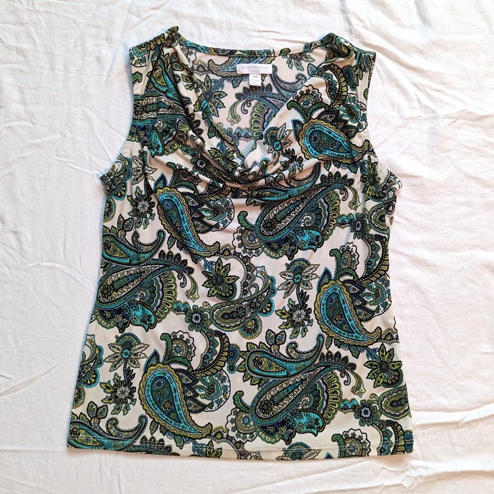 Drape Neck Paisley Tank Top